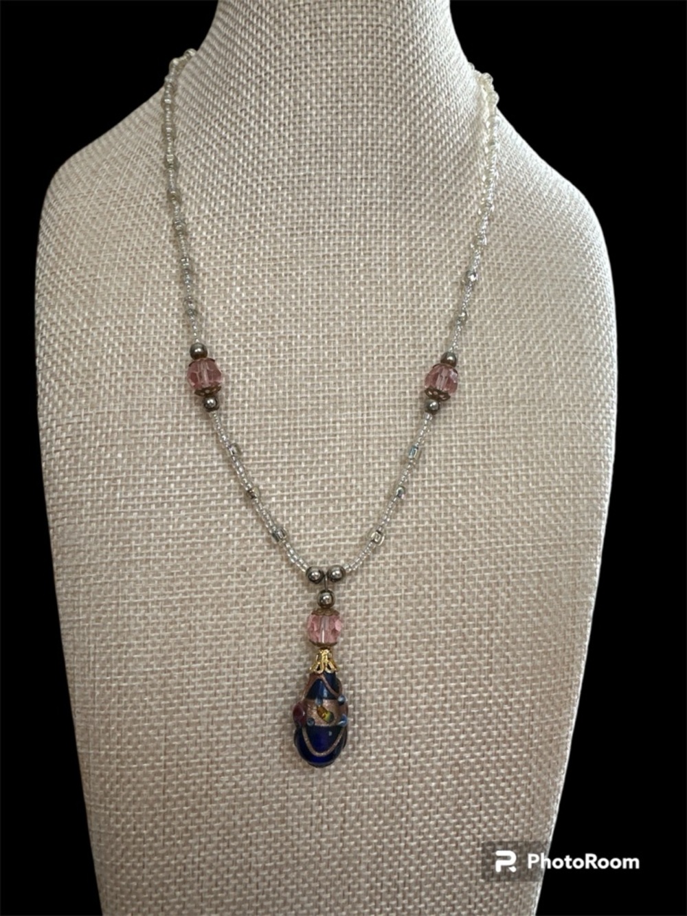Vintage Venetian Murano Glass Wedding Cake Bead Necklace